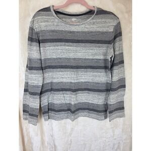 Old Navy kids XXL 18 Grey Striped‎ Long Sleeve T-Shirt Cotton Crew Neck Tee